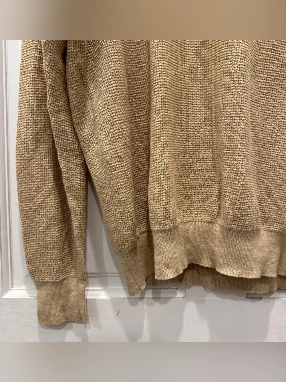 Polo Ralph Lauren Textured Linen Crewneck Sweater L Beige Tan Old Money Coastal
